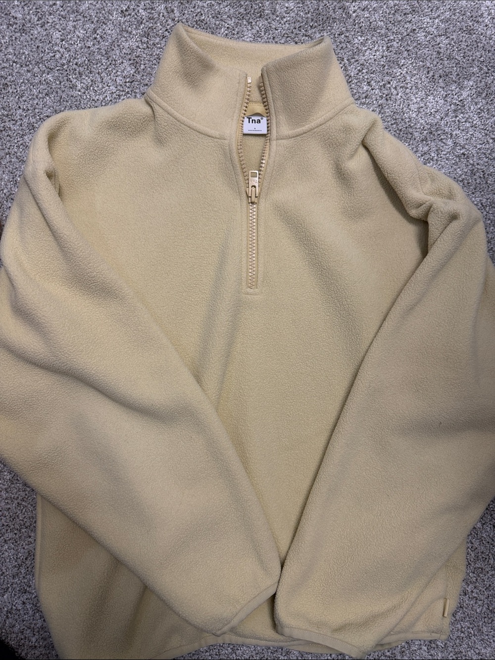 TNA Women’s Zip-Front Fleece Pullover - Light Yellow